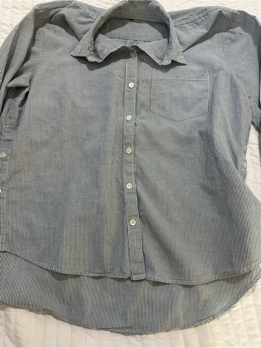 Madewell Blue and White Pinstripe Button-Down Shirt - Picture 2 of 8